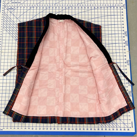 Kurume Hanten Jacket/Coat Vest 25 X 31 Blue/Red/Yellow Japanese Style - Picture 3 of 4